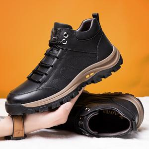 YANXIANSHOES Men’s Mid-Top Casual Hiking Shoes - PU Leather Upper Outdoor Footwear, Slip Resistant Rubber Sole Men’s Slip Resistant Shoes