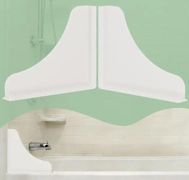 Roslim Shower Corner Splash Guard 2 Pack, No-Adhesive Silicone Water Splash Guard with Suction Cups for Bathtub & Walk-in Shower, Reusable Corner Water Blocker Keeps Water Off Floor