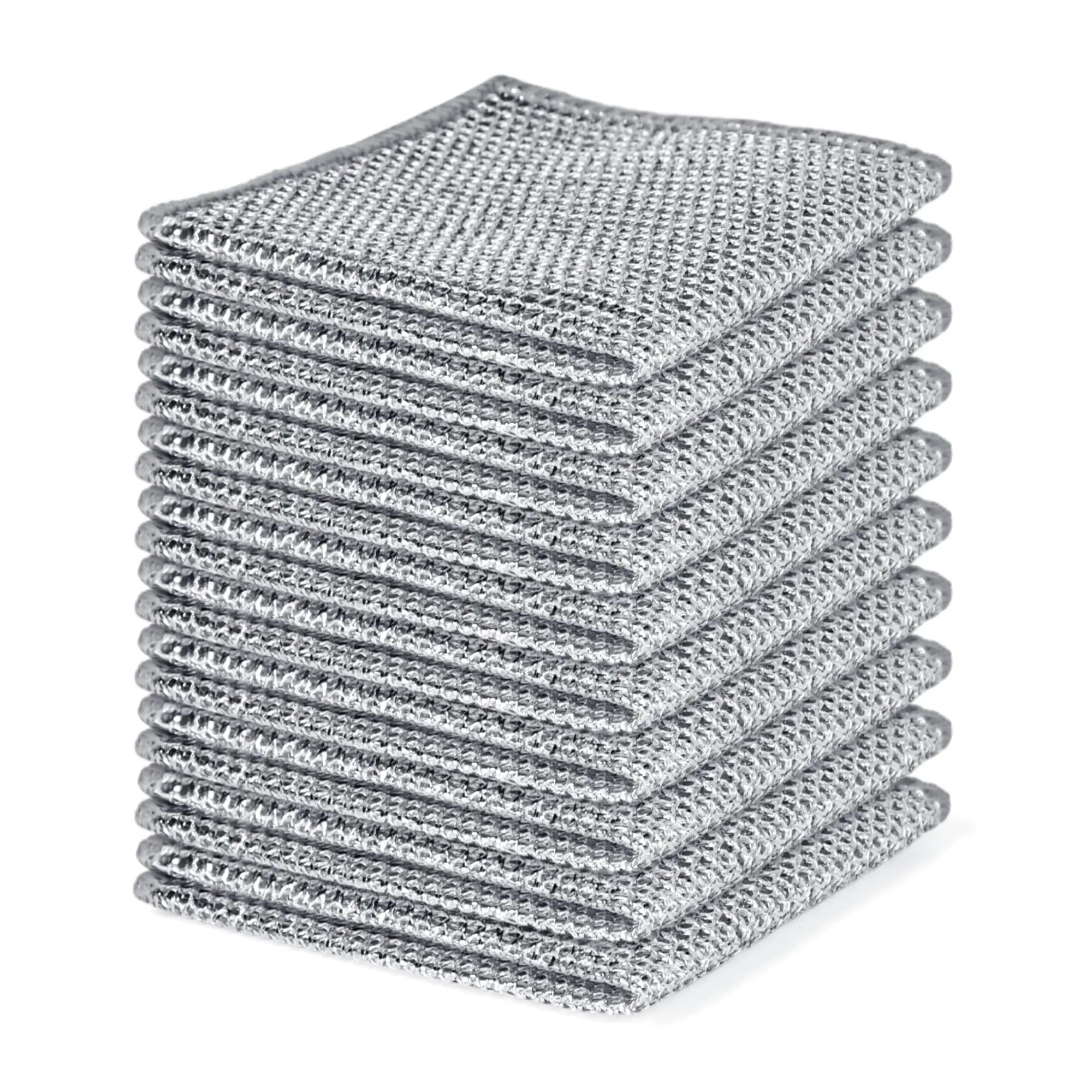 Non-Scratch Steel Wool Dishcloths Kitchen Scrubbers | Durable Pads Handle Wet or Dry Scrubbing on Dishes, Sinks and Cookware