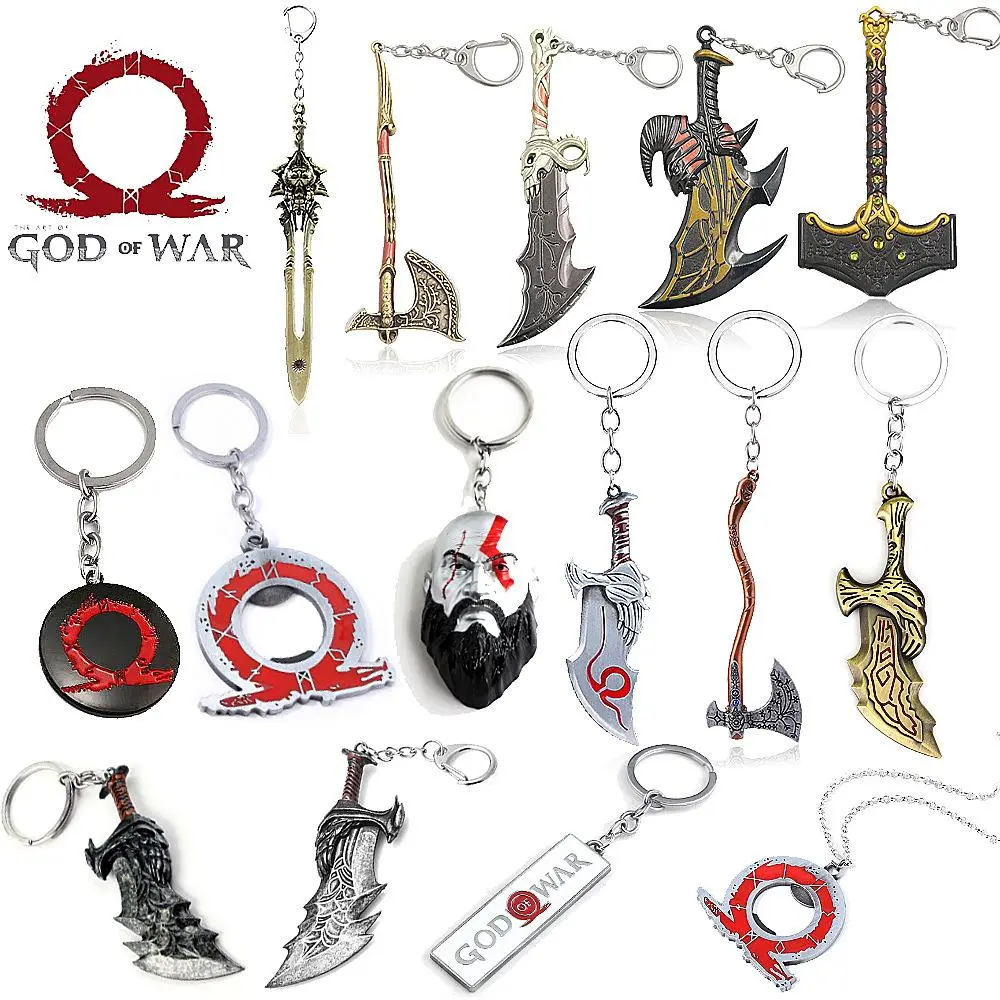 Game God of War Ragnarok Keychain Kratos The World Serpent Jormungandr Mural Sign Axe Shield Sword Weapon Keychain Jewelry