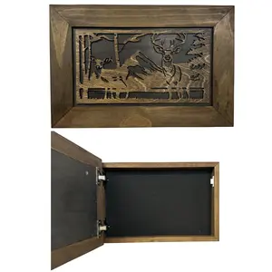Stylish Buck & Doe Wall-Mounted Personal Protection Cabinet Secure Lockable Storage for Home with Customizable Foam Insert & Secure Locking Mechanism 18"x12"x4" - Security Safe Box