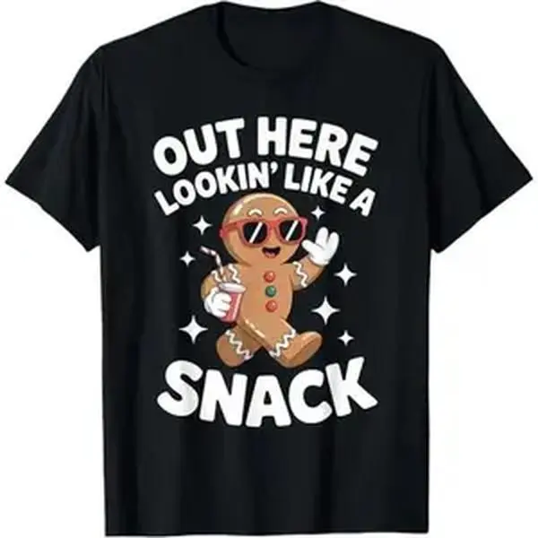 Funny Gingerbread Man Quote T-Shirt, Unisex Short Sleeve Crew Neck Graphic Tee for Xmas Parties, Festive Holiday Gifts, Festive And Fun, Humorous Print, Universal Sport, Forward Shoulder, Multi-Size, S