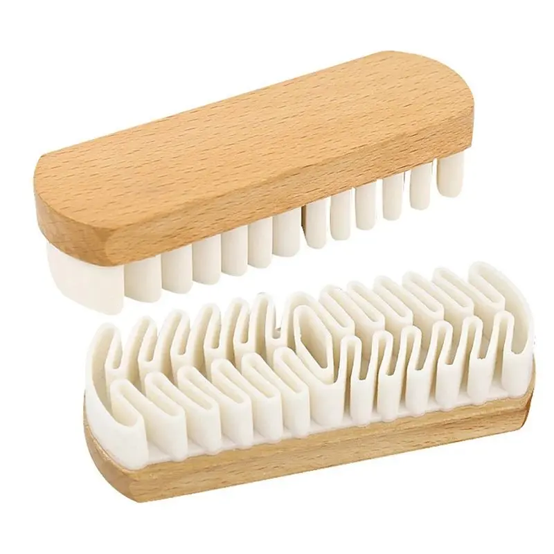 Alcantara Suede Nubuck Brush - 5x1.75" Beechwood Handle, Thermoplastic Rubber+Deer Skin Head with Natural Crepe & Sponge, Gentle Clean Interior Car Cleaner for Automotive Interior Upholstery Detailing