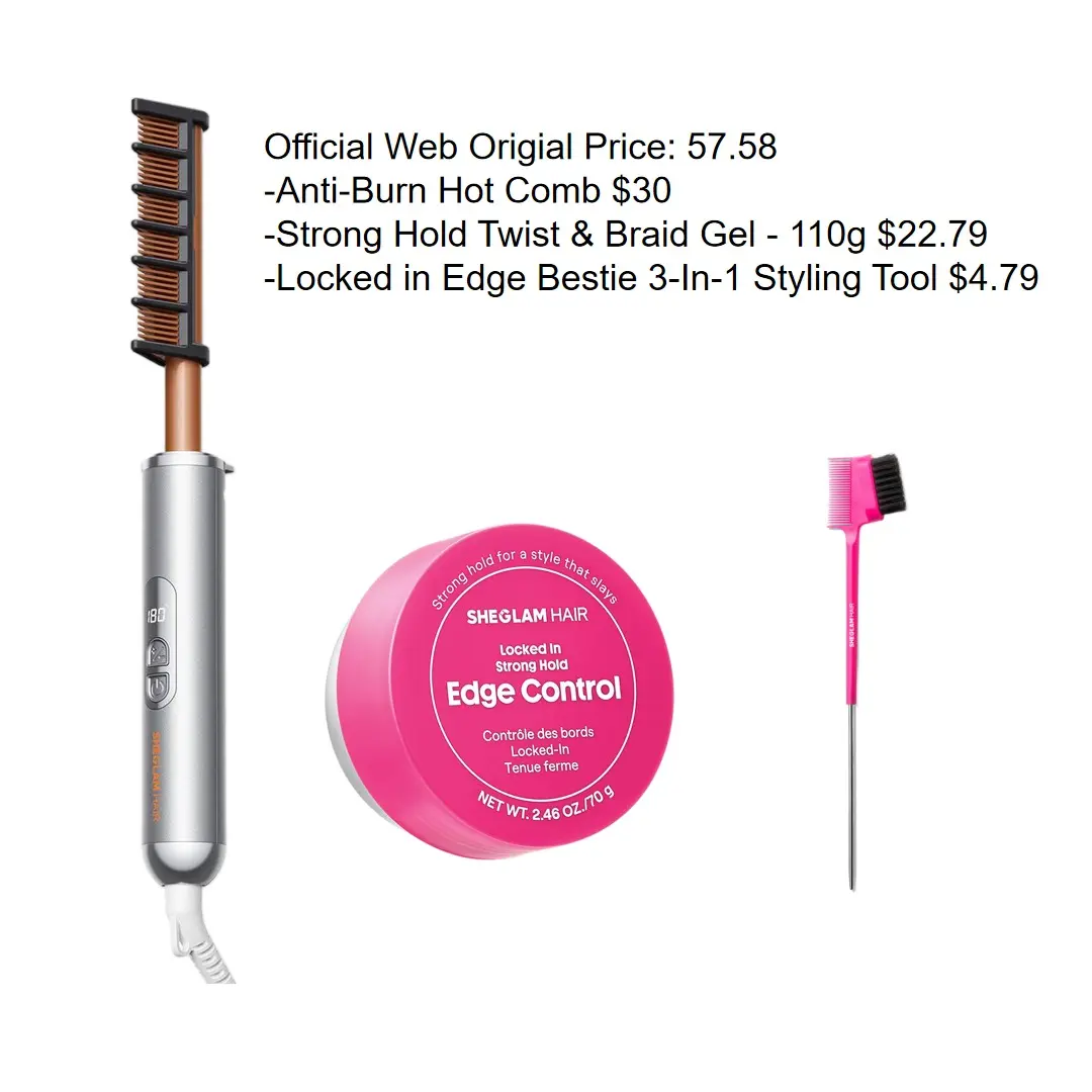 Hot Comb+Edge Control Gel + Styling Tool