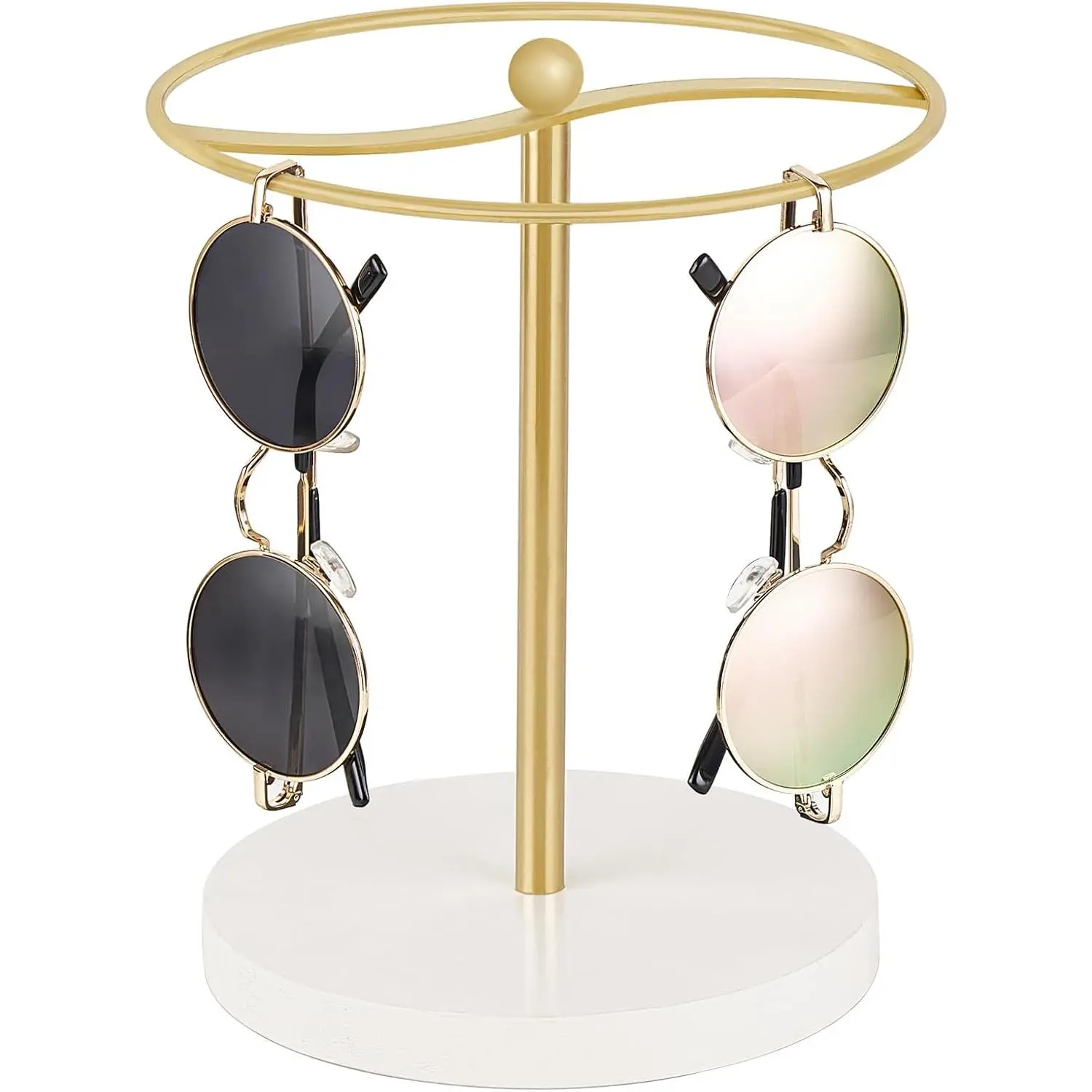 Sunglasses Organizer Glasses Holder Stand Sunglass Storage Display Eyeglasses Rack for up to 12 Pairs of Eyewear Glasses for Table Dresser Desk Countertop Bedroom, Set of 1, Gold