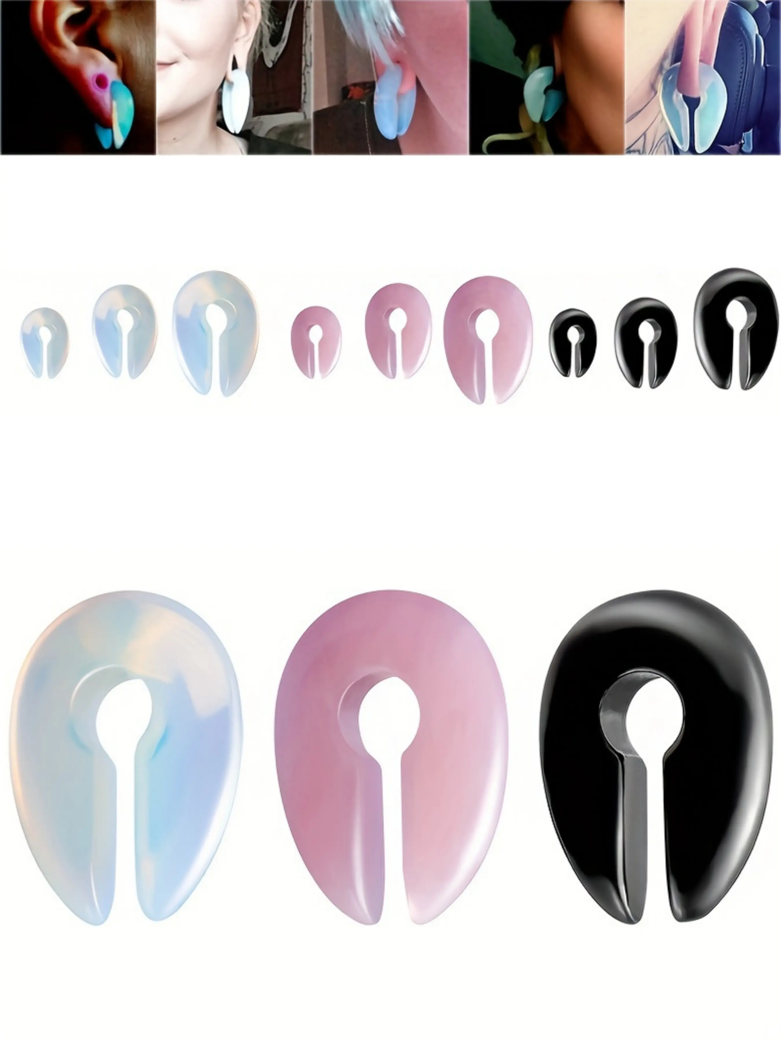 Women's Ear Stretcher Expander, Stone Keyhole Design, No Plating, All Season Wear, Dangle Piercing Body Jewelry, 6/8/10mm Gauges Plugin Tunnel, Body Piercings, Body Jewellery
