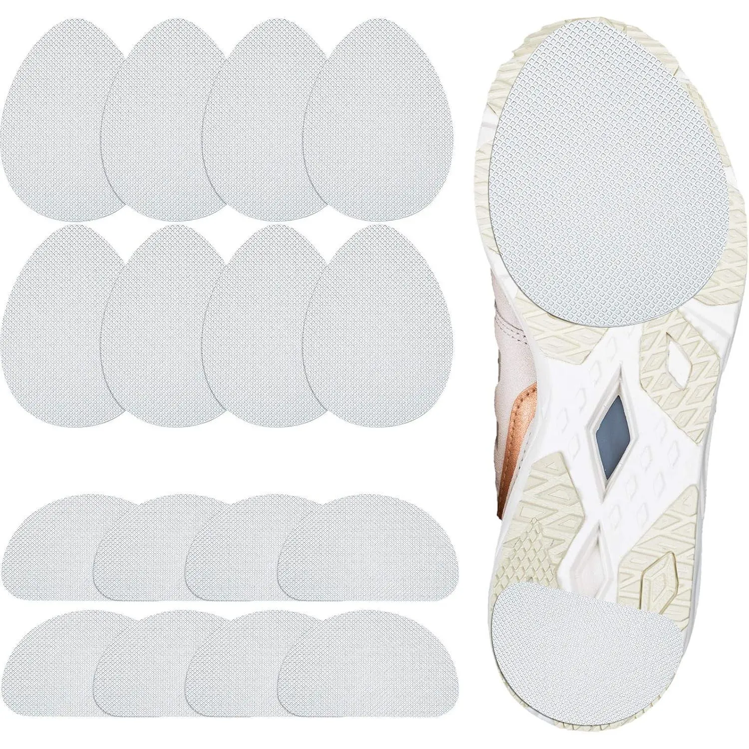 16 Pieces Non Skid Self Adhesive Anti Slip Noise Reduction Anti Shedding Rubber Sole Protector Shoe Pads White Simple Style for Footwear Leather