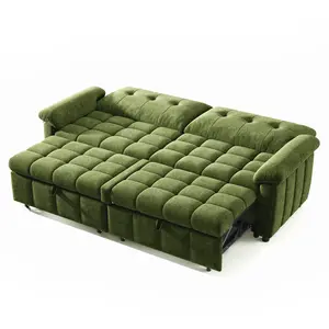 [Ships in 2 Boxes]AMERLIFE 93” Convertible Sofa Bed with Pull-Out Sleeper, 4-in-1 Couch with 5-Position Backrest, Tufted Chenille, Easy 10-Min Assembly, Modern Couch for Living Room & Guests