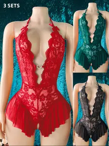 Sexy Teddy Bear Lace Backless Bodysuit for Women, Romantic Nightwear, Sheer Lingerie Set, Comfortable & Stylish Design