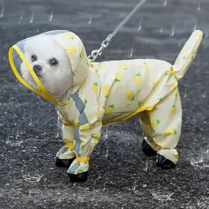 Waterproof Dog Hooded Raincoat Windproof Reflective Dog Rain Cloak Adjustable Removable Tail  Rainy Season Walking Dog Pet Clothes