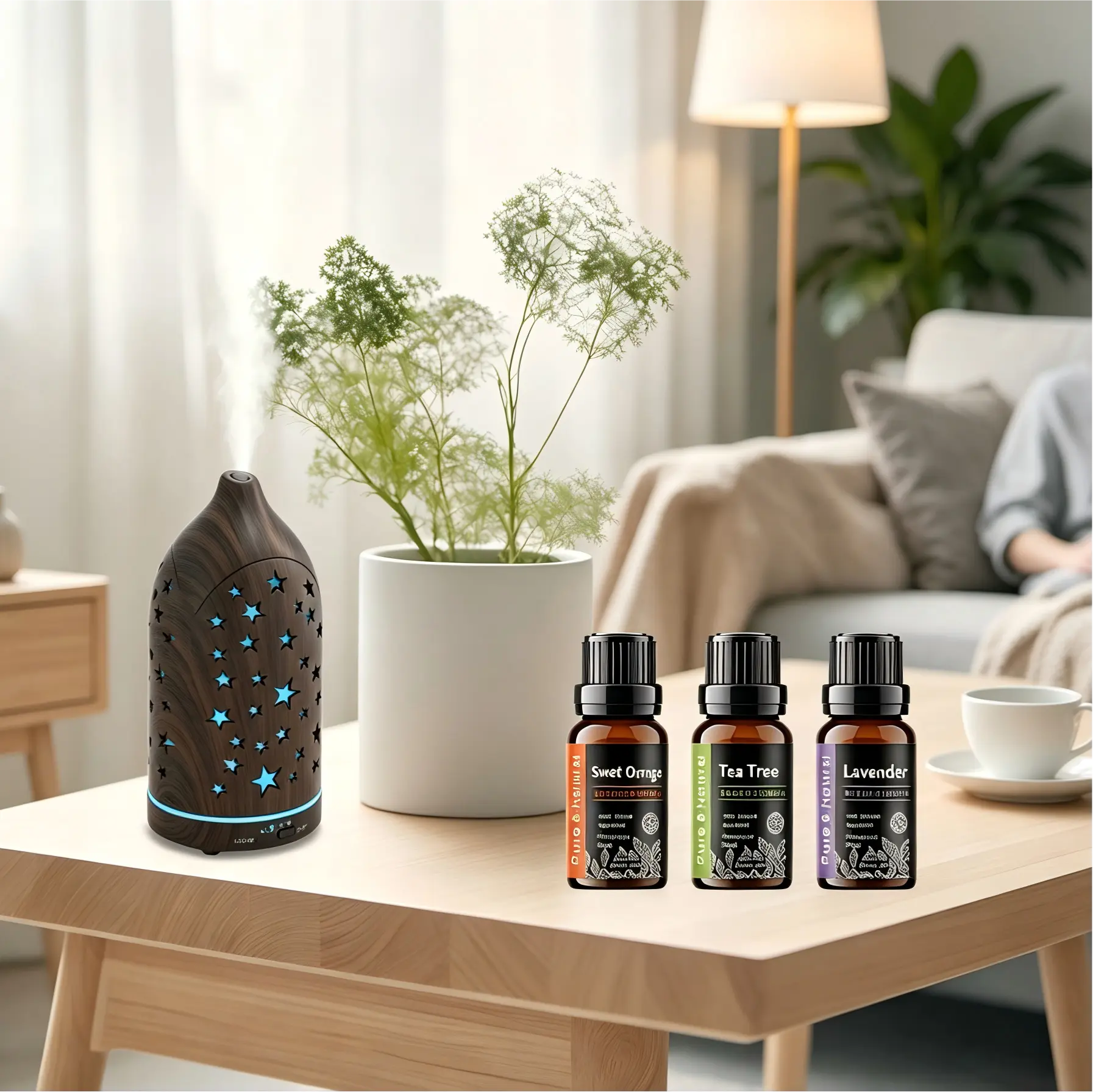 Star Hollow Diffuser, Auto Shutoff, 7 Color Options, Quiet Ultrasonic Aromatherapy for Bedroom, Office