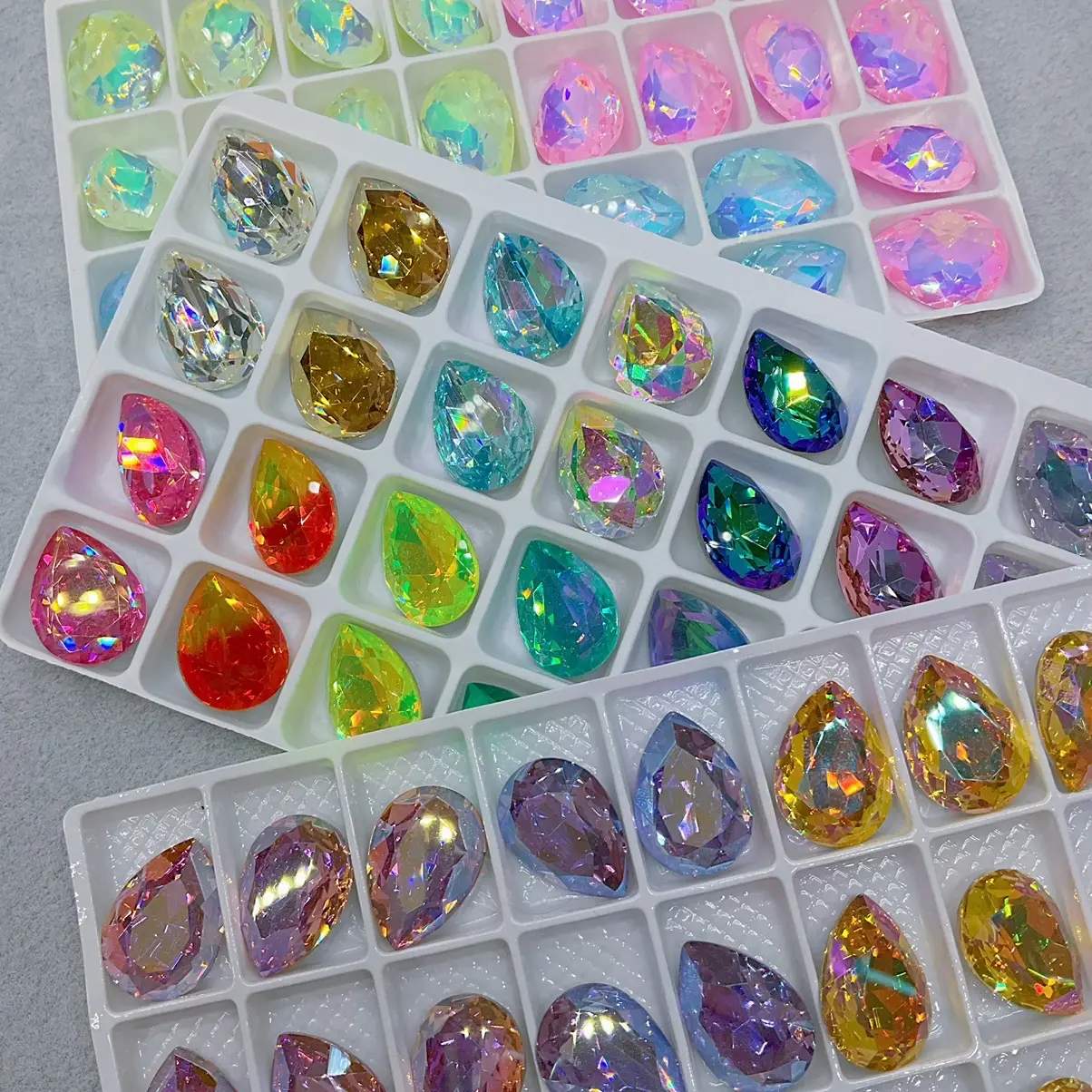 13*18mm Large Tear Drop K9 Crystal Pear Shape Pointed Back Nail Art Gems Phone Case DIY Craft Decoration Beading Work