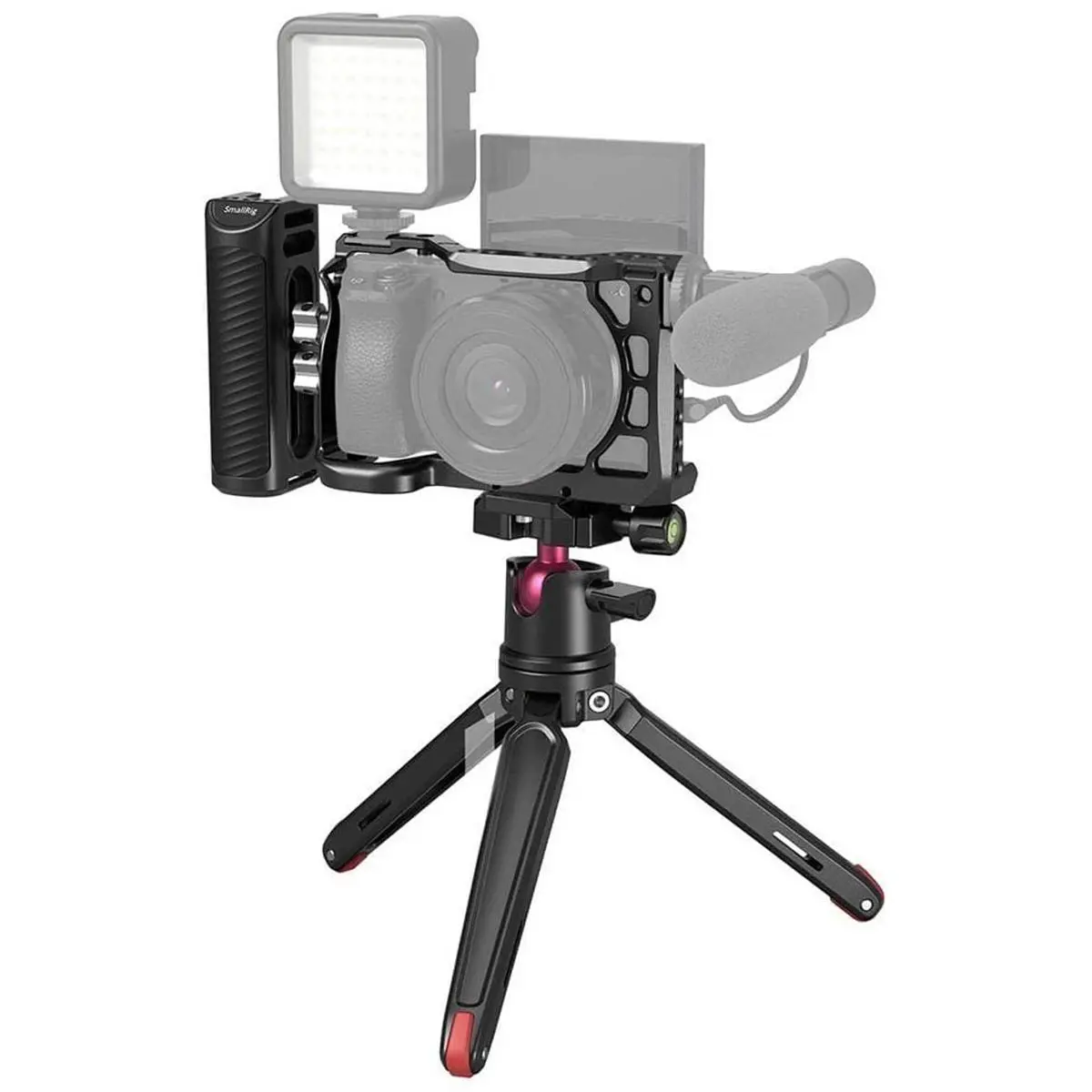 SmallRig Vlog Kit with Cage, Tabletop Mini Tripod, Side Handle for Sony A6600