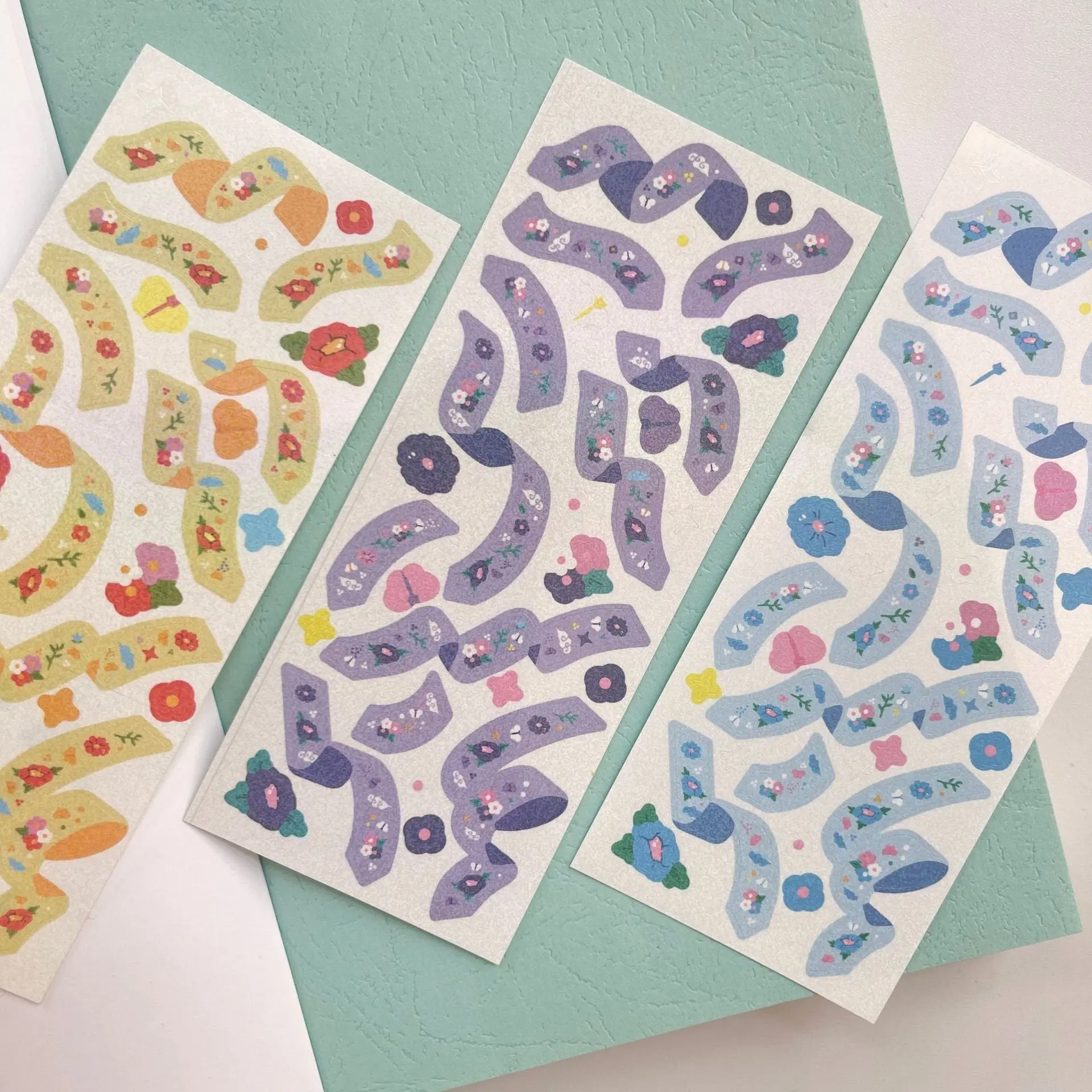 Flower Ribbon Sticker Sheet for Office and Stationery Supplies
