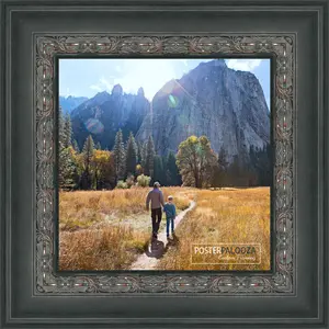 32x20 3.5" Wide Ornate Black Picture Frame - UV Acrylic, Foam Board Backing, Hanging Hardware