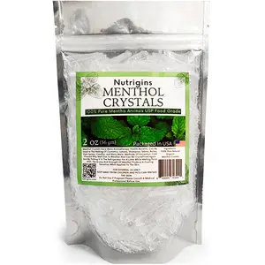 Menthol Crystals 2 oz - 100% Pure Organic Natural Mint - Mentha Arvensis - Perfect for DIY Soaps, Balms & Skincare - Resealable Bag for Freshness Freshener Aroma
