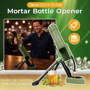 51mm Mortar Beer Bottle Opener, Lightweight Fun Handheld Pop-Up Cap Remover, Ideal for Home Bar Parties, Easy-To-Use Dual-Hand Design