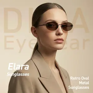 DIMA Eyewear Elara Vintage Retro Sunglasses - Classic Slim Frame, Metal & Bio-Acetate Construction, UV Protection Lightweight Eyewear,Lightweight Unisex Fashion Eyewear for Daily, Travel & Street Style