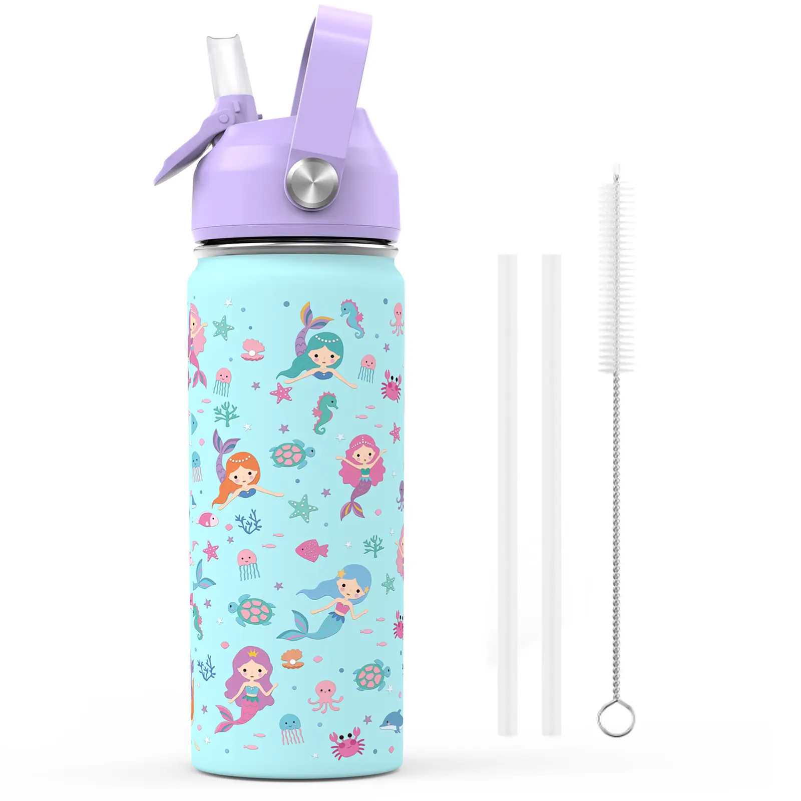 SIMILOVE 14/18oz Kids Insulated Water Bottle with Straw Lid - 18/8 Stainless Steel Kid Cup BPA-FREE Travel Tumbler Double Wall Vacuum Leak Proof Portable Toddler Water Bottle