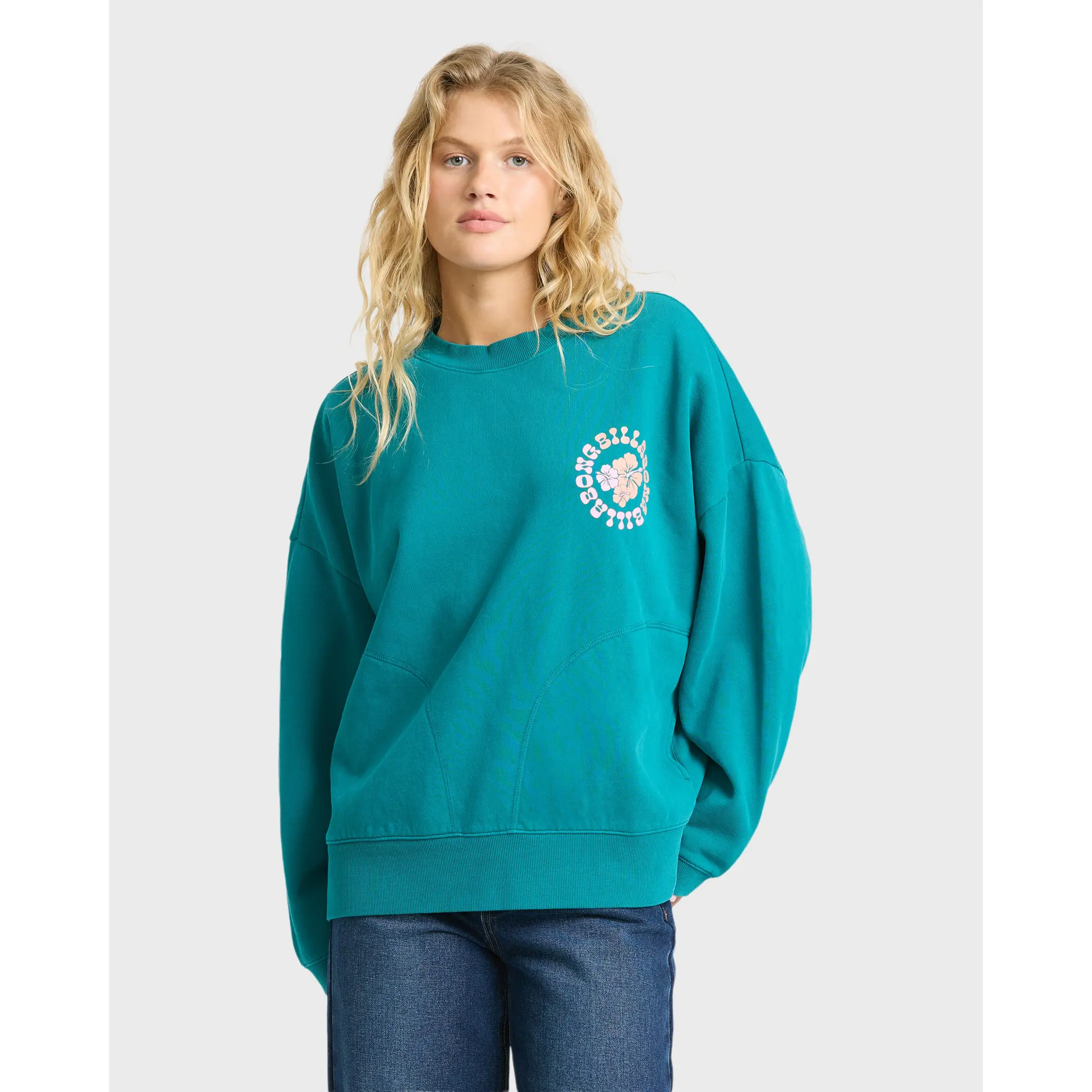 Pinky Keen Palm Crewneck Sweatshirt - Deep Lagoon