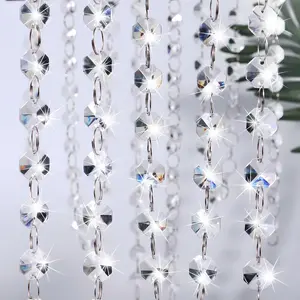 5m/16.5 Feet Hanging Clear 14mm Daimond Acrylic Crystal Garland for Manzanita Tree Centerpiece, Chandelier Bead Lamp Chain, Christmas/Wedding Party Decoration and DIY Craft Jewelry Decoration