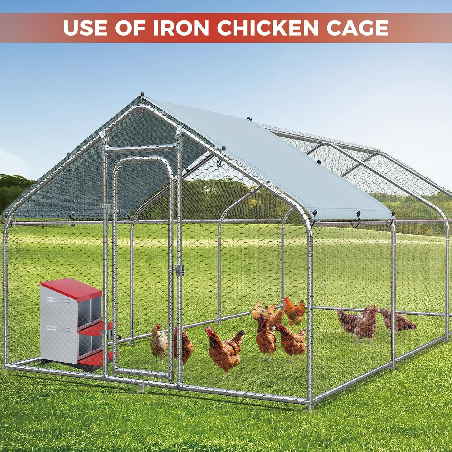 Rollaway Chicken Nesting Boxes with 3/4 Compartments, Metal Egg Laying Box for Poultry, Removable Trays for Easy Collection, Wall-Mounted or Freestanding Design for Coops Red