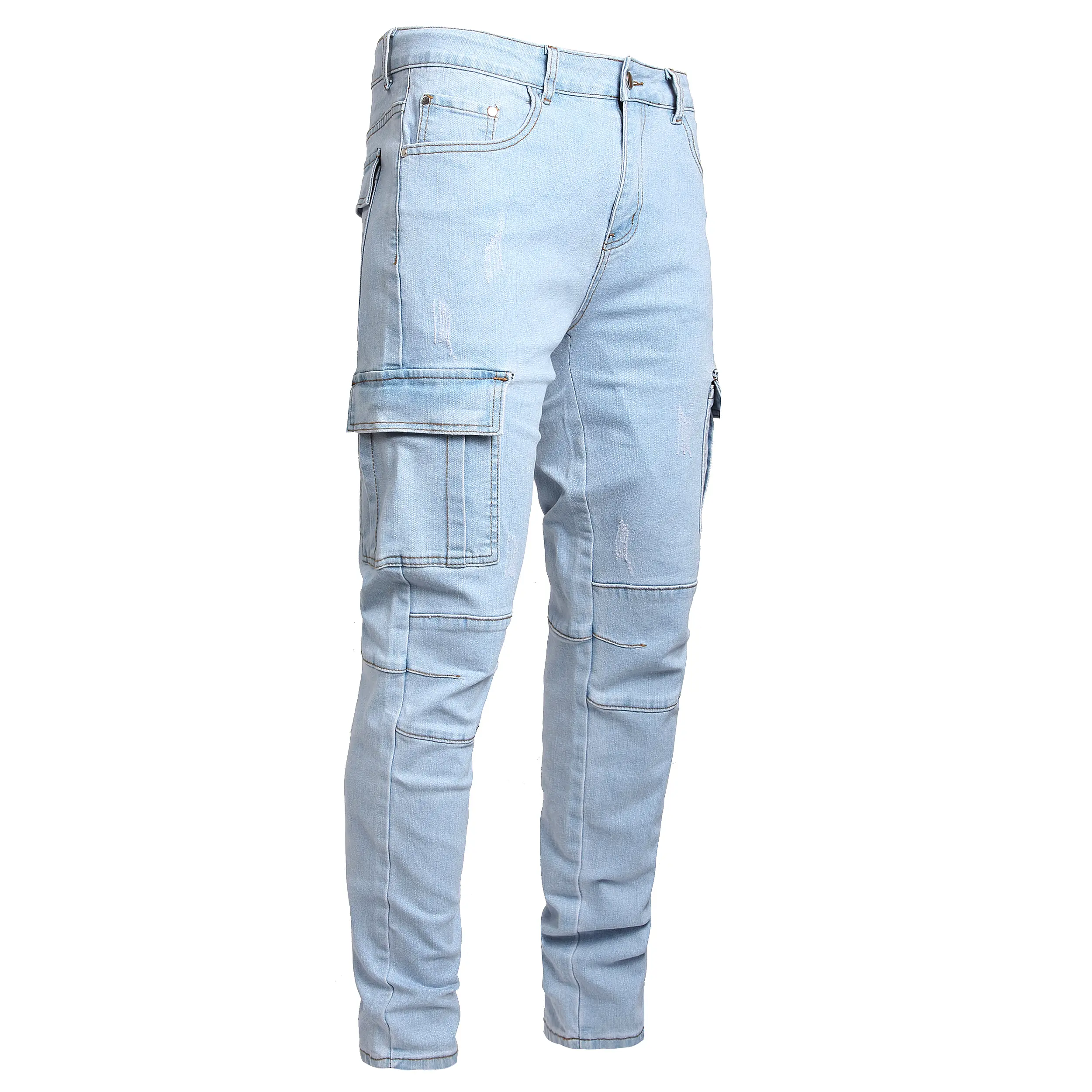 JUNBAOSS Men's Slim-Fit Straight-Leg Ripped Distressed Denim Jeans - 5-Pocket, Buttons-Zipper Closure, Stretch Natural Cotton-Elastane Fabric, Stylish 90s Look Holiday Casual Trousers
