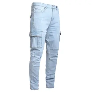 JUNBAOSS Men's Slim Fit Stretch Denim Jeans - Natural Cotton Fabric, 5 Pockets, Distressed Straight Leg, Cargo Skinny, Plain, Zipper-Equipped, Street Style Hipster Fashion Menswear (Beige, Black)