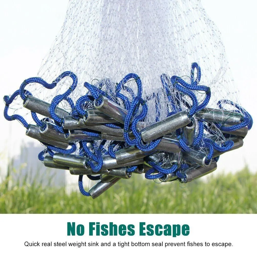 8ft Hand Cast Net, Durable Nylon Fishing Gear with 1/2in Mesh, Easy Throw Design for Bait Shrimp, Fishing Gear Supplies, Nylon Mesh, Sport Fishing Accessory