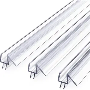 Shower Door Bottom Seal, 3Pack Shower Door Sweep Strip, Frameless Glass Doors Seal Strip for 3/8'' (10mm) Thick Doors, 39.3'' x 0.39'' Showers Water Guard Barrier