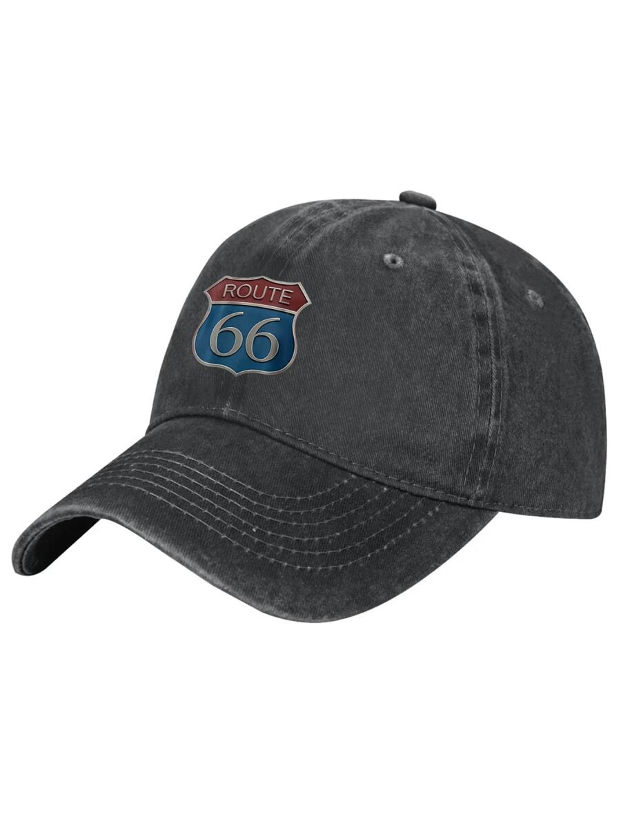 Historic Route 66 Shield Vintage Cotton Baseball Cap US Road Trip Dad Hat Classic Americana Design