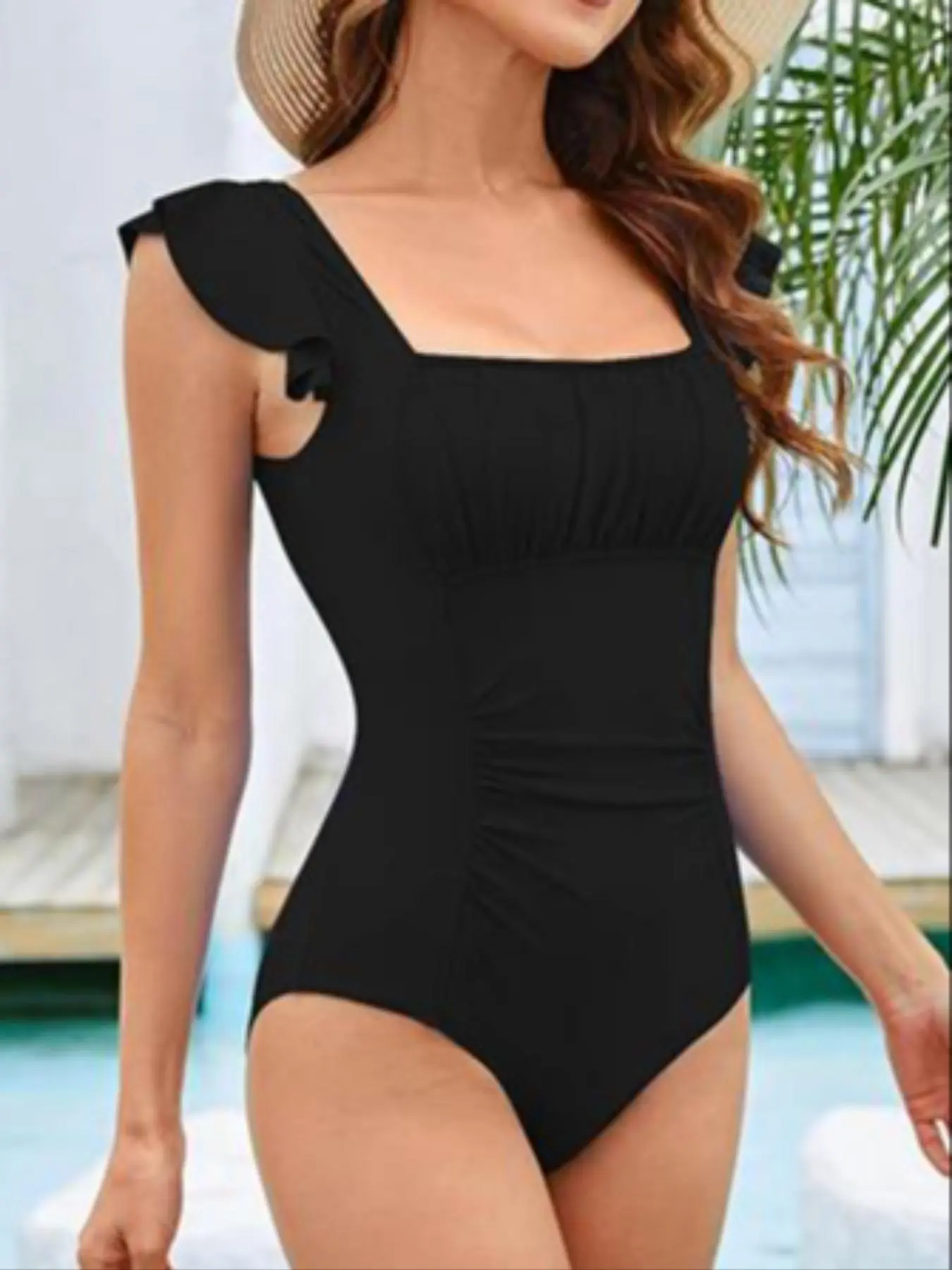 Women's Solid Color  One-pieces Swimsuit, Casual Comfortable Swimwear for Summer, Ladies Swimsuit for Beach Holiday Vacation