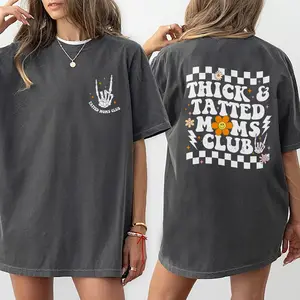 Thick & Tatted Moms Club Shirt, Cool Moms Double Sided Printed Shirt, Moms Club Tee, Mama Comfort Shirts, Soft Fabric Shirt For Mom, Gifts For Mom, Mother's Day Gifts, Women's Tops, Womenswear Relaxed Fit Chic Style
