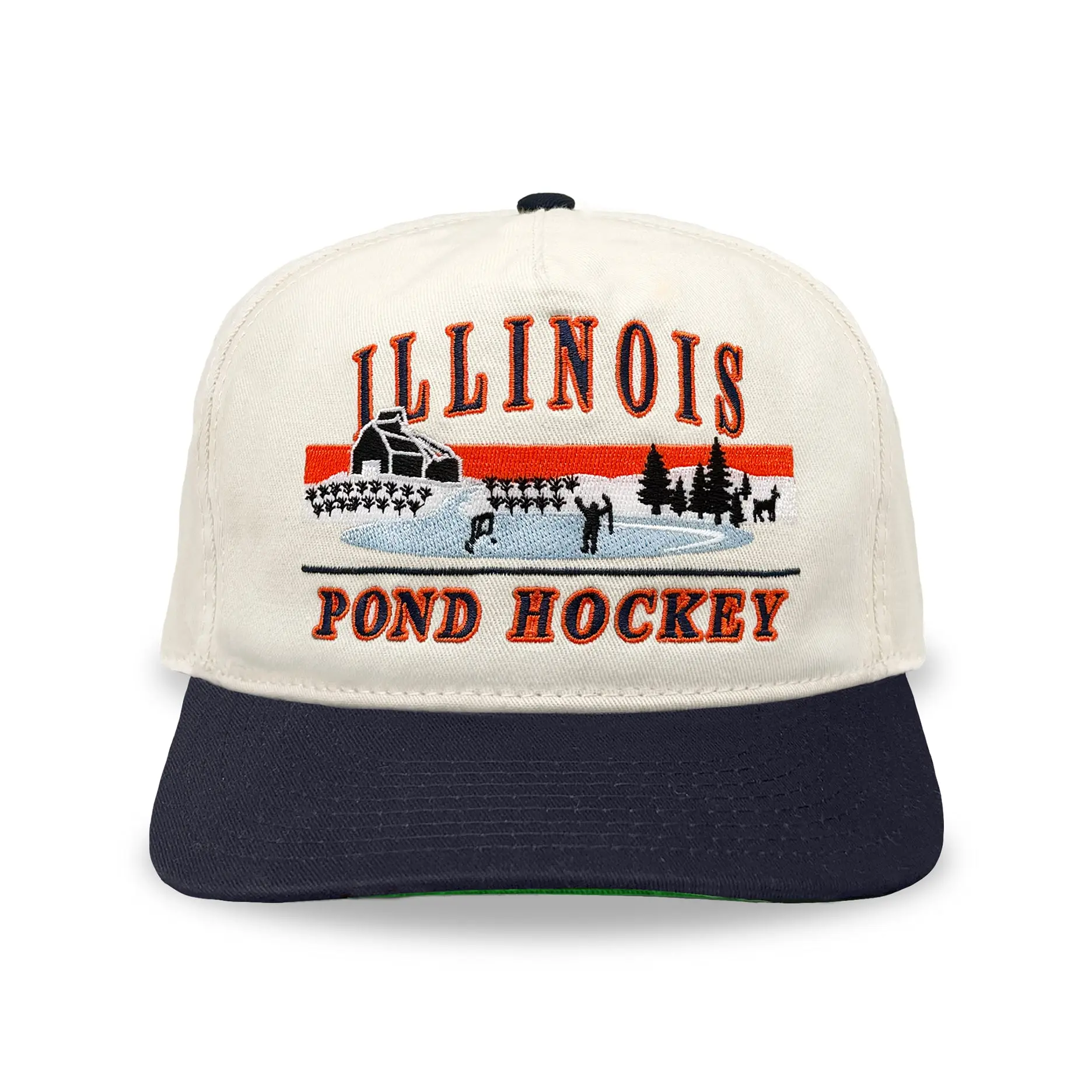 Illinois Pond Hockey Snapback: Cream
