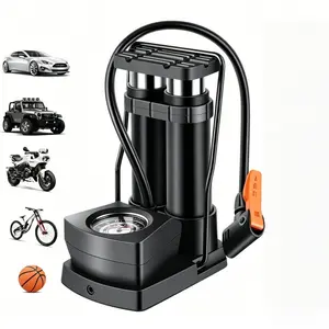 Mini Bicycle Pump Bike Foot Pump 120 PSI FootActivated Floor Pump with Extra Sensitive PressureGauge Portable Air Pump with Gas Ball Needle for AllBike, Fits Presta & Schrader Valve