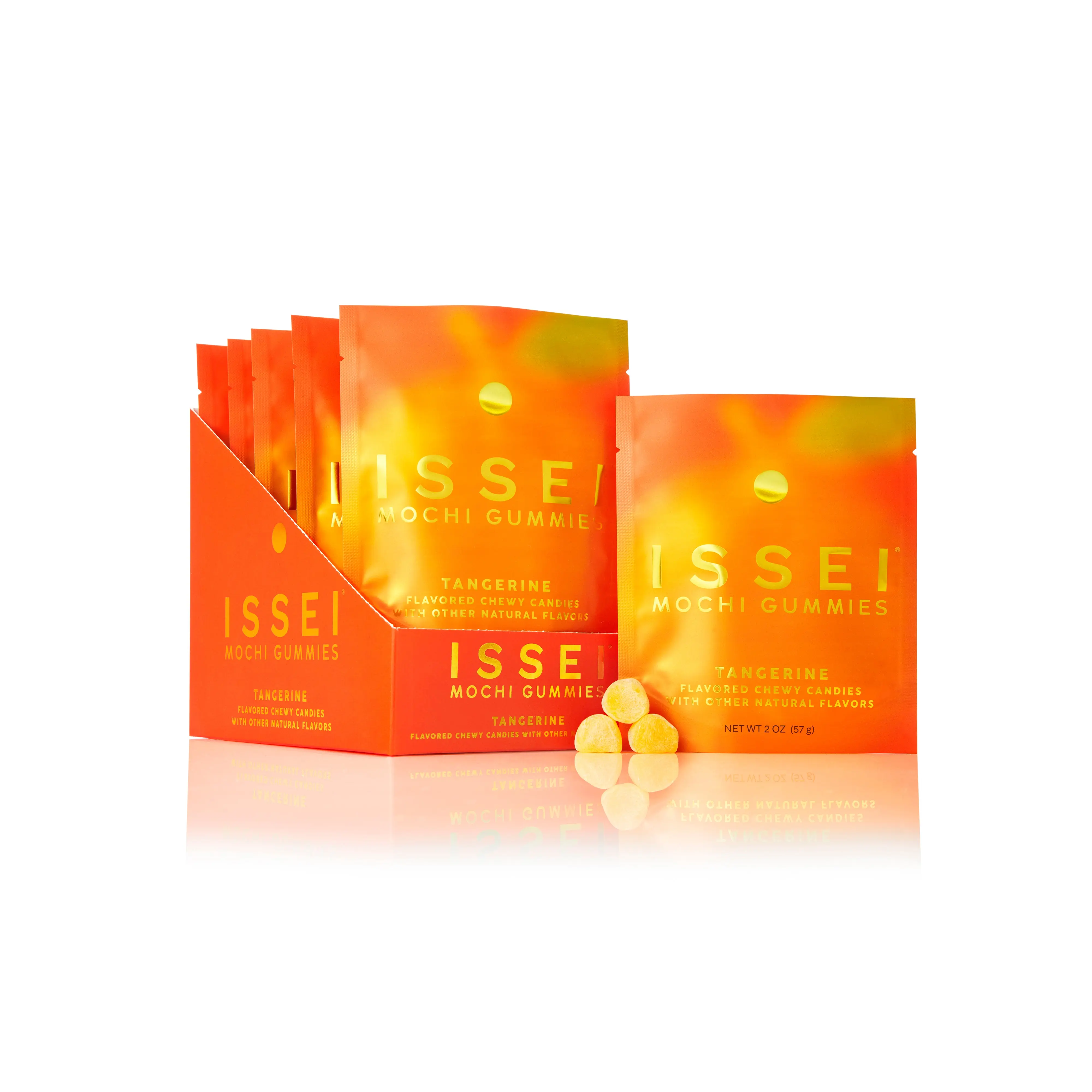 Issei Mochi Gummies 6 Pack – Tangerine | Soft & Chewy | Award Winning | Gelatin-Free, Non-GMO, Gluten-Free, Plant-Based, Dye-Free | Delicious Snack | 2 Oz (6 Pack, Tangerine) | Tangy Citrus