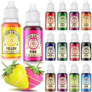 Oil-Based Food Coloring Set 14 Color Variants Baking,Cakes,Chocolate,Frosting,Caramel,Cream,Bread 0.35 Fl.Oz. Bottle Color Mill Cupcakes Brownies Nata