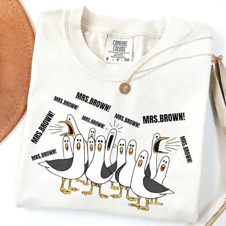 Comfort Colors T-Shirt for Teachers, Vintage Graphic Print Tee with Funny Seagull, Garment-Dyed Breathable Cotton Top, Casual, Fitted, Twist, Tops, Valentines Day, Teacher Appreciation Gifts, Short Sleeves, Comfy, Everyday, Fabric, Printed, Fitted Cut, Sw
