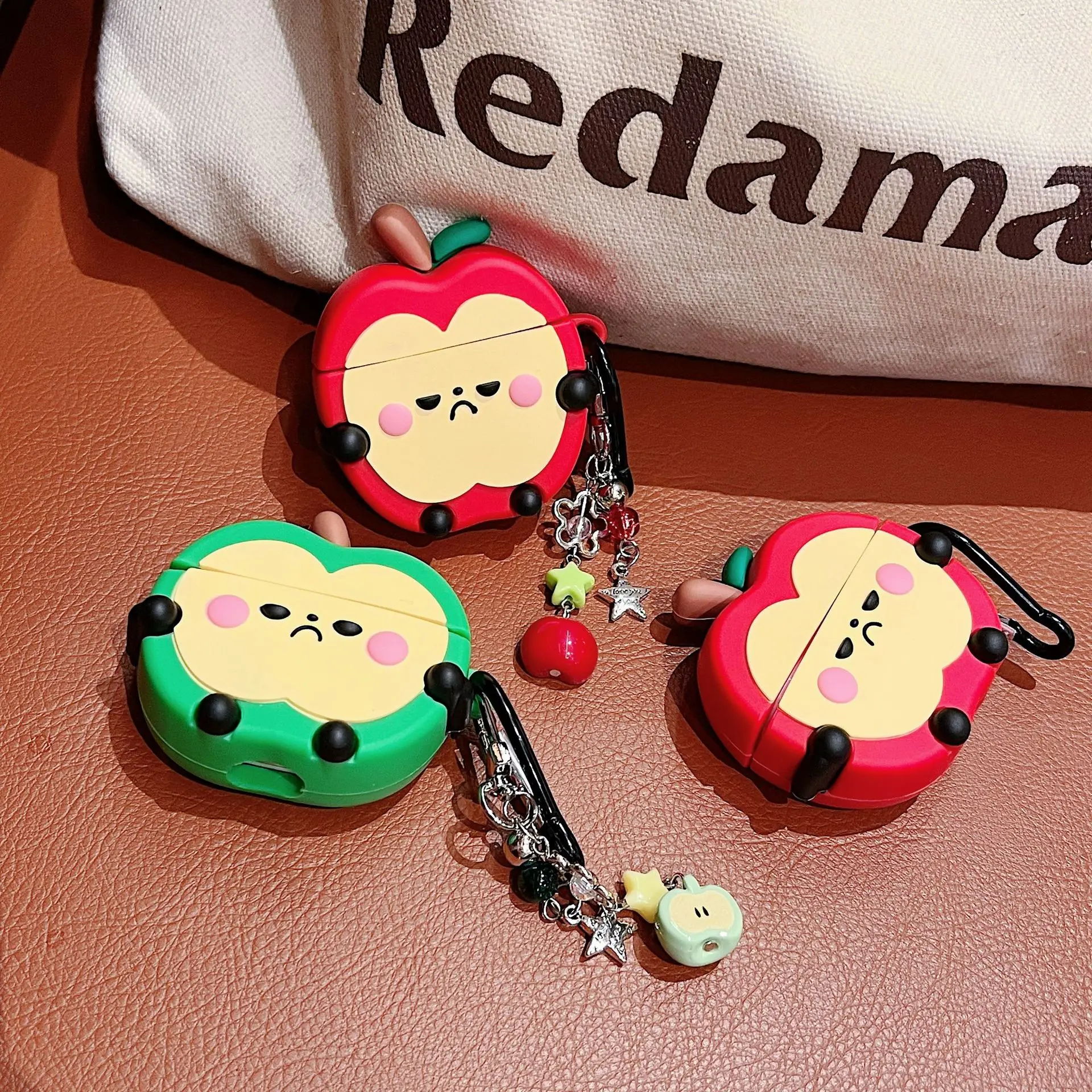 1 angry apple earphone case,Cute wireless Bluetooth earphone case, Protection, drop resistant, durable and stylish accessory, suitable for AirPods pro3/1/2/3/4/pro/pro2(Different models may have different shapes), Earphone Protective Cover