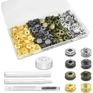 50Sets Snaps Button Kit, Leather Snaps Fasteners, Metal Button Press Studs with 4 Install Tools for Fabric Leather Bag Clothes Jackets Bracelets Fashion DIY Sewing (12mm, Mixed)