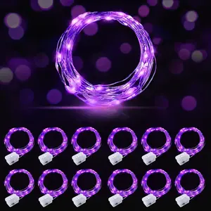 AIKEI 12 Pack LED Fairy Lights Battery Operated, Mini String Lights Waterproof 7ft 20 Led Firefly Starry Lights for Wedding Party Bedroom Garden Christmas Decoration Purple