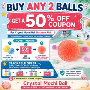 Pawtoto Crystal Mochi Ball Macaron Pink (Soft Gel Feel, No Sound) Grade Silicon Creamy Clay Feel Soft Quick Rebound #Summervibes