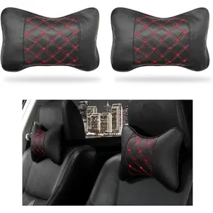 2PCS Car Neck Pillow Soft Breathe Car Auto Head Neck Rest Cushion Headrest Pillow Pad Black