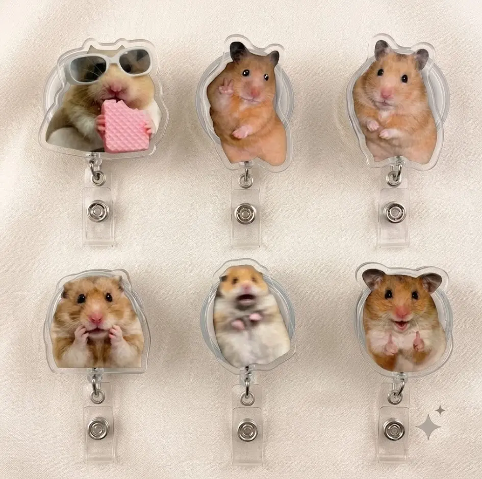 Funny Hamster Meme Badge Reel, Retractable ID Badge Holder, Cute Nurse Badge Clip, Hamster Lover Healthcare Worker Gift
