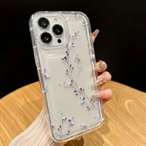 Flower Phone Case UV Print, Soft Tpu Protection for iPhone 17/16/15/14/13/12/11 Promax, Samsung a Series, Fashion Gift