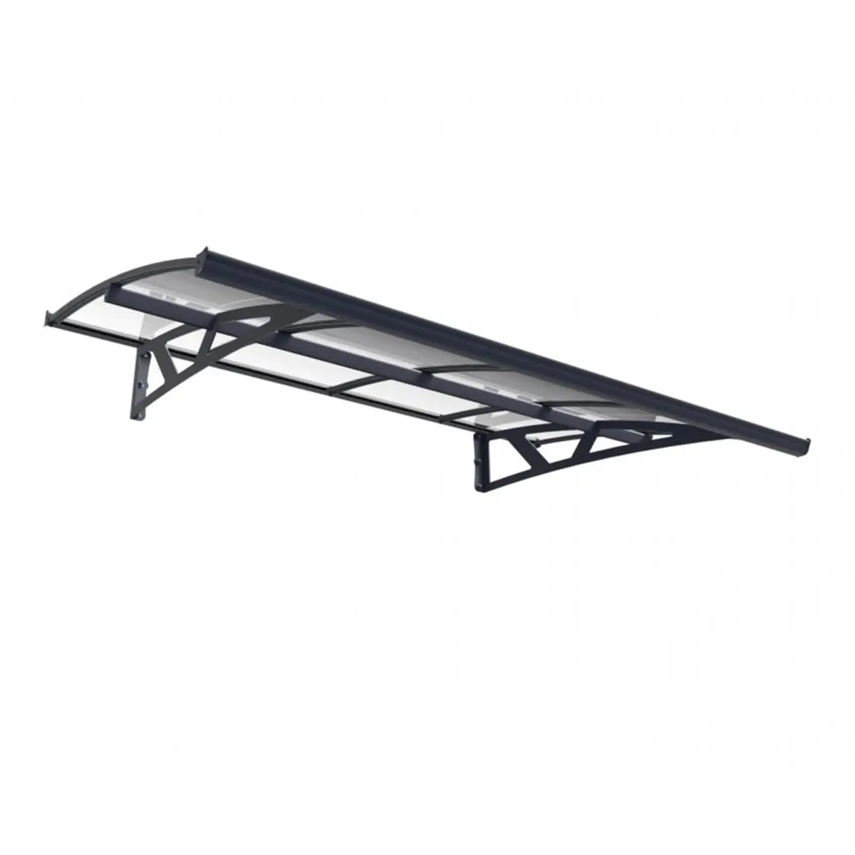 212 MAIN Palram-Canopia 4 x 3 ft UV-Resistant Polycarbonate Awning DIY Kit - Gray & Clear, 1180 Model, Sturdy Steel & Aluminium Arms, Sun Protection, Assembly Required