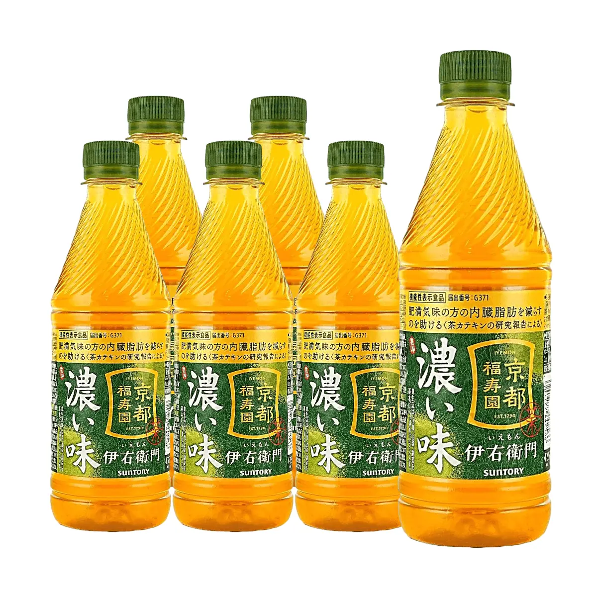 Suntory Iyemon Rich Green Tea 435ml x 6 Pack - 0 Sugar 0 Fat 0 Calorie, Visceral Fat Reduction, Metabolism Boost, Authentic Japanese Beverage