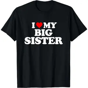 [100% Cotton] I Love My Big Sister T-Shirt With Bold Heart Design For Family Bonding.