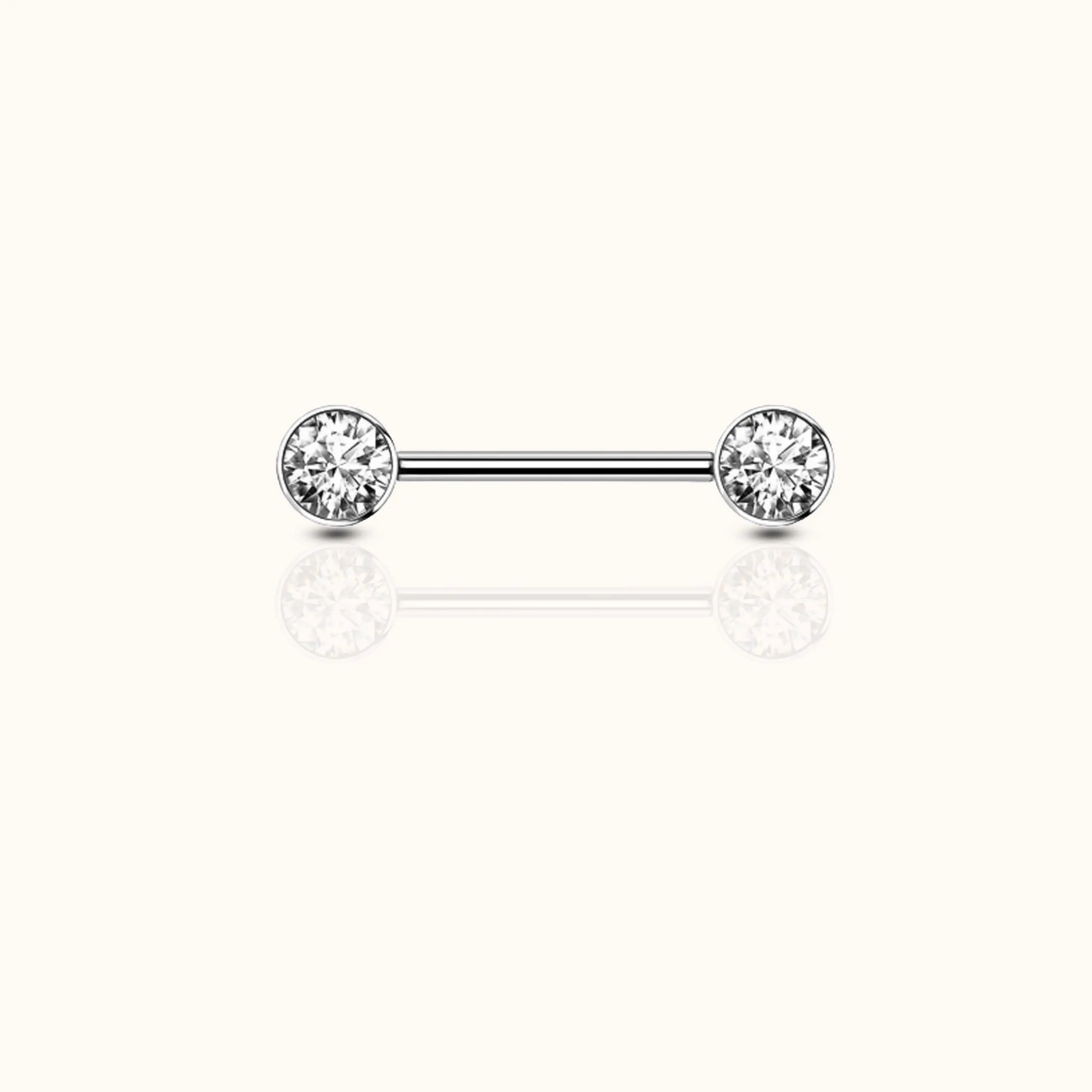 Round CZ Straight Barbell Threadless Bridge Nipples Tongue Body Piercing Jewelry