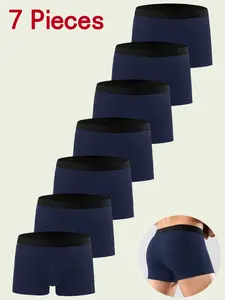 Men's Athletic Boxers Briefs Set of 7, Classic Plain Color Basics, Comfortable Breathable Fabric, Elastic Waistband, All Seasons, Stretch Boxer Shorts